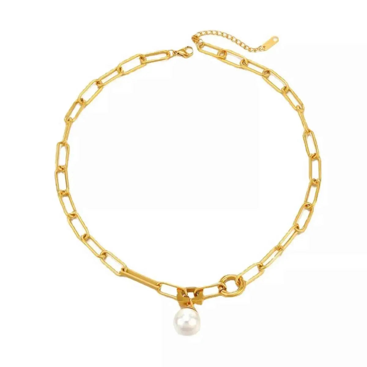 18K Gold-Plated Chain Pearl Necklace