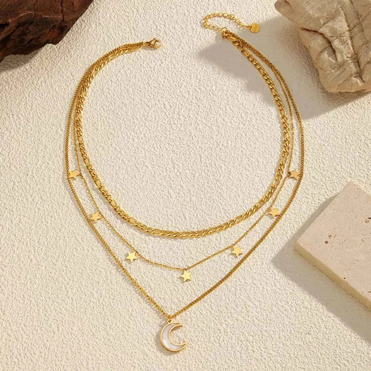 18K Gold-Plated Moon Three-Layered Necklace