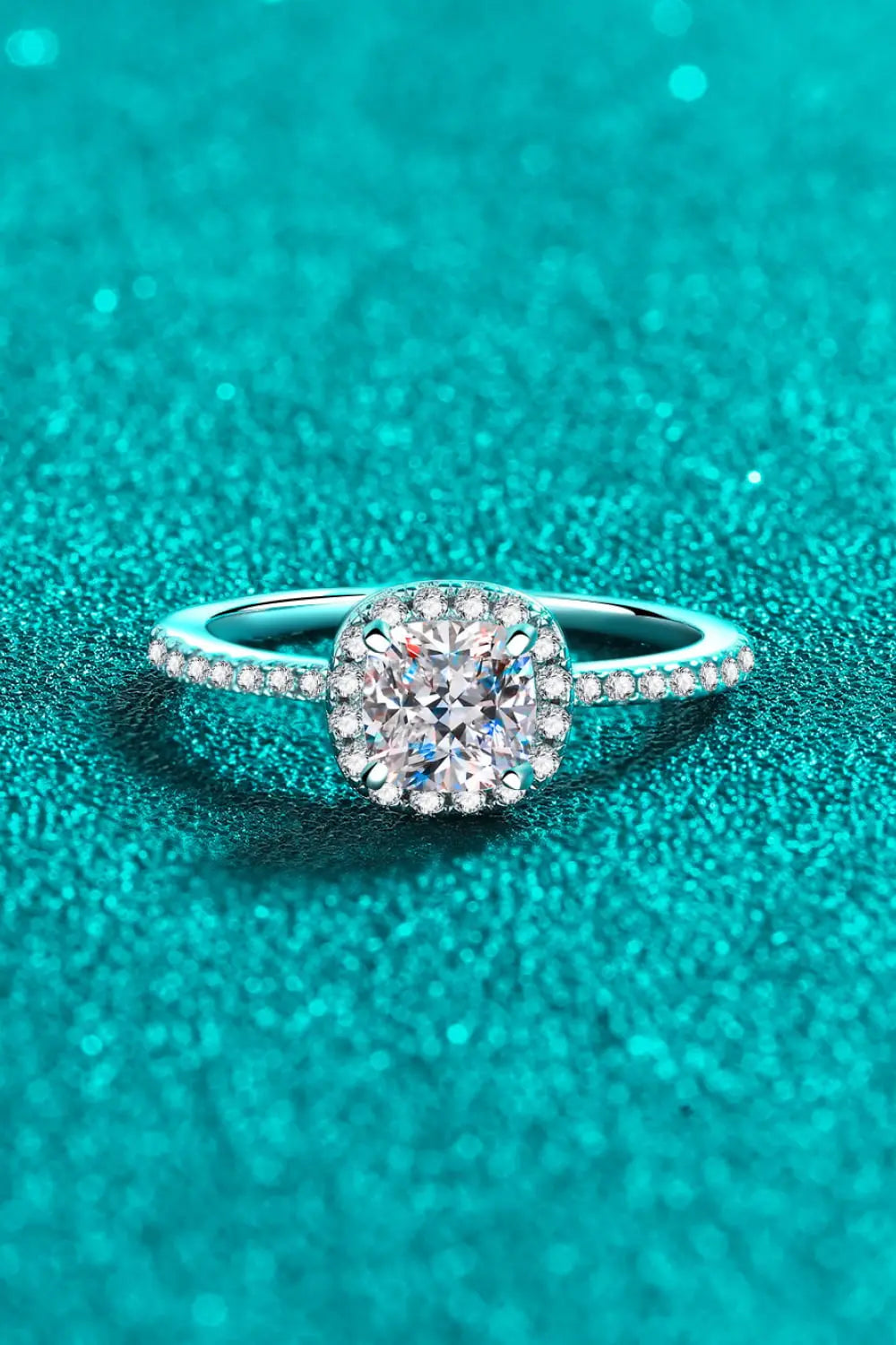 1 Carat Moissanite 925 Sterling Silver Halo Ring - SmileBen
