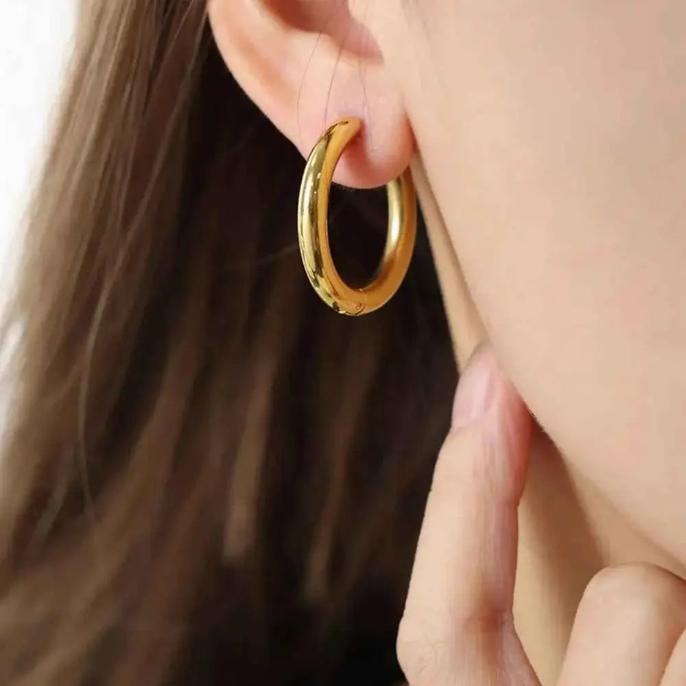18K Gold-Plated Huggie Earrings - SmileBen