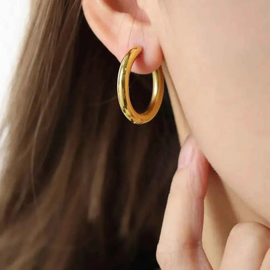 18K Gold-Plated Huggie Earrings - SmileBen