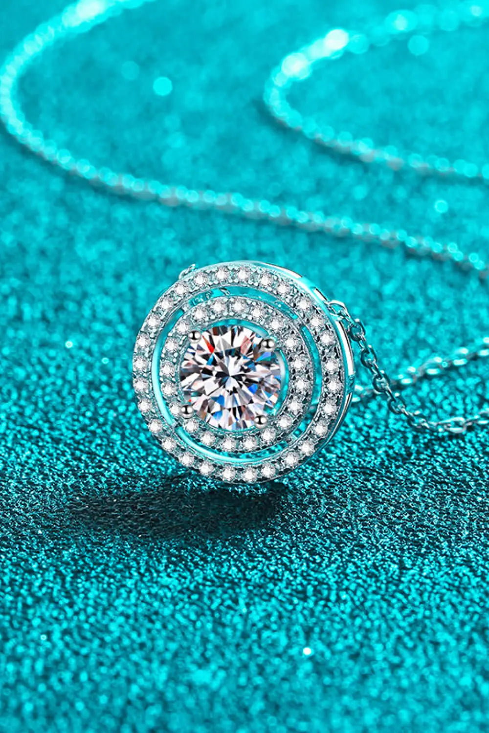 Moissanite Round Pendant Rhodium-Plated Necklace - SmileBen