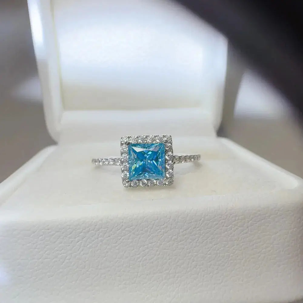 2 Carat Moissanite 925 Sterling Silver Square Shape Ring - SmileBen