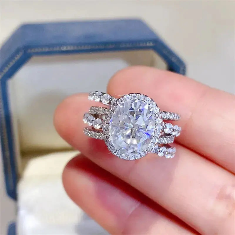 3 Carat Moissanite 925 Sterling Silver Layered Ring - SmileBen