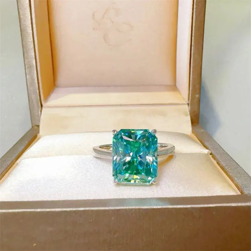 2 Carat 925 Sterling Silver Moissanite Rectangle Shape Ring - SmileBen