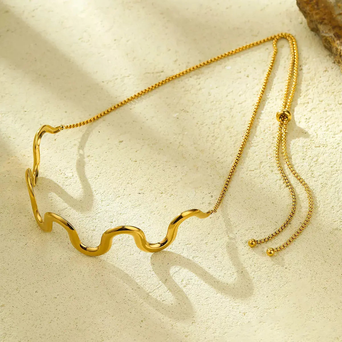 18K Gold-Plated Wave Necklace - SmileBen