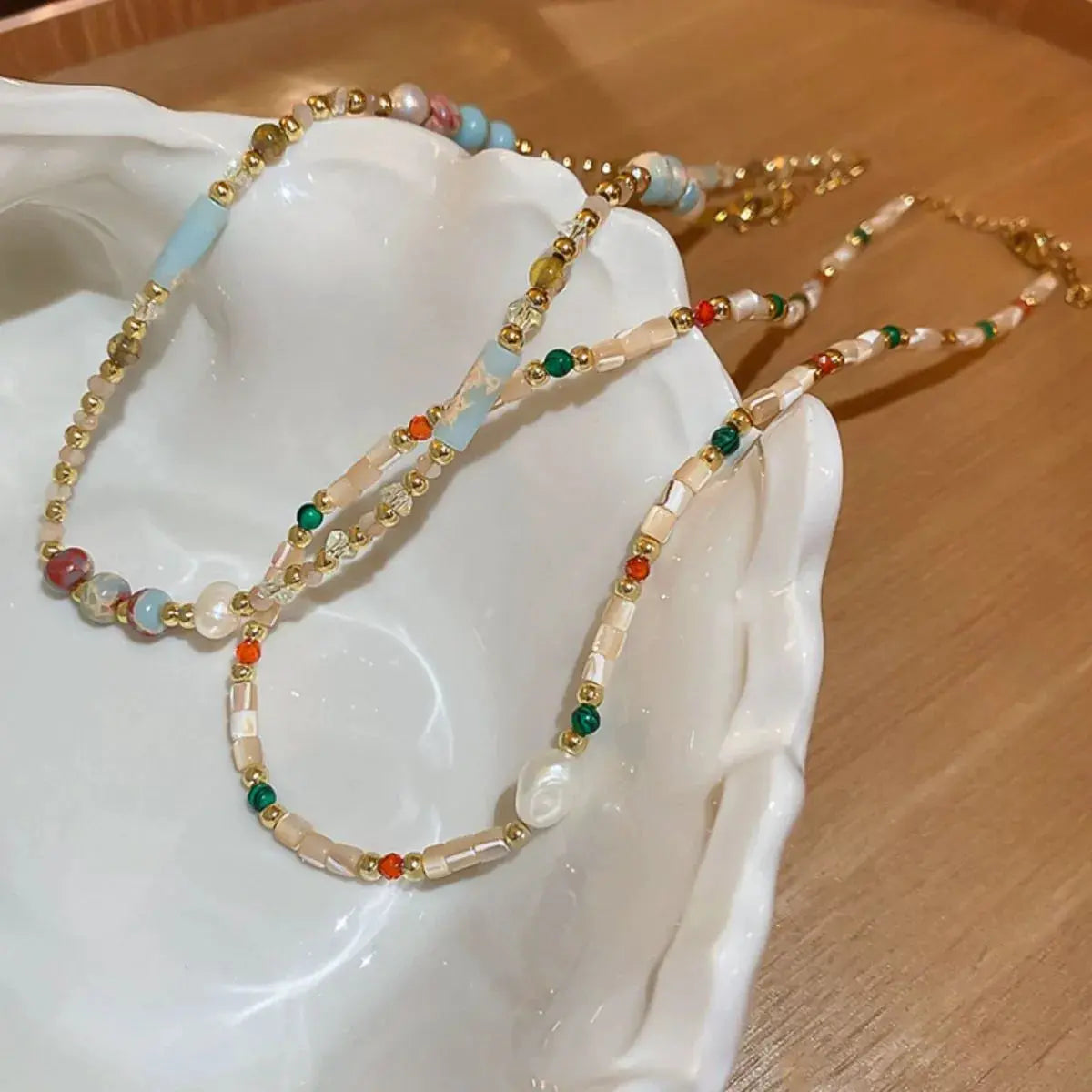 Alloy Pearl Beaded Necklace - SmileBen