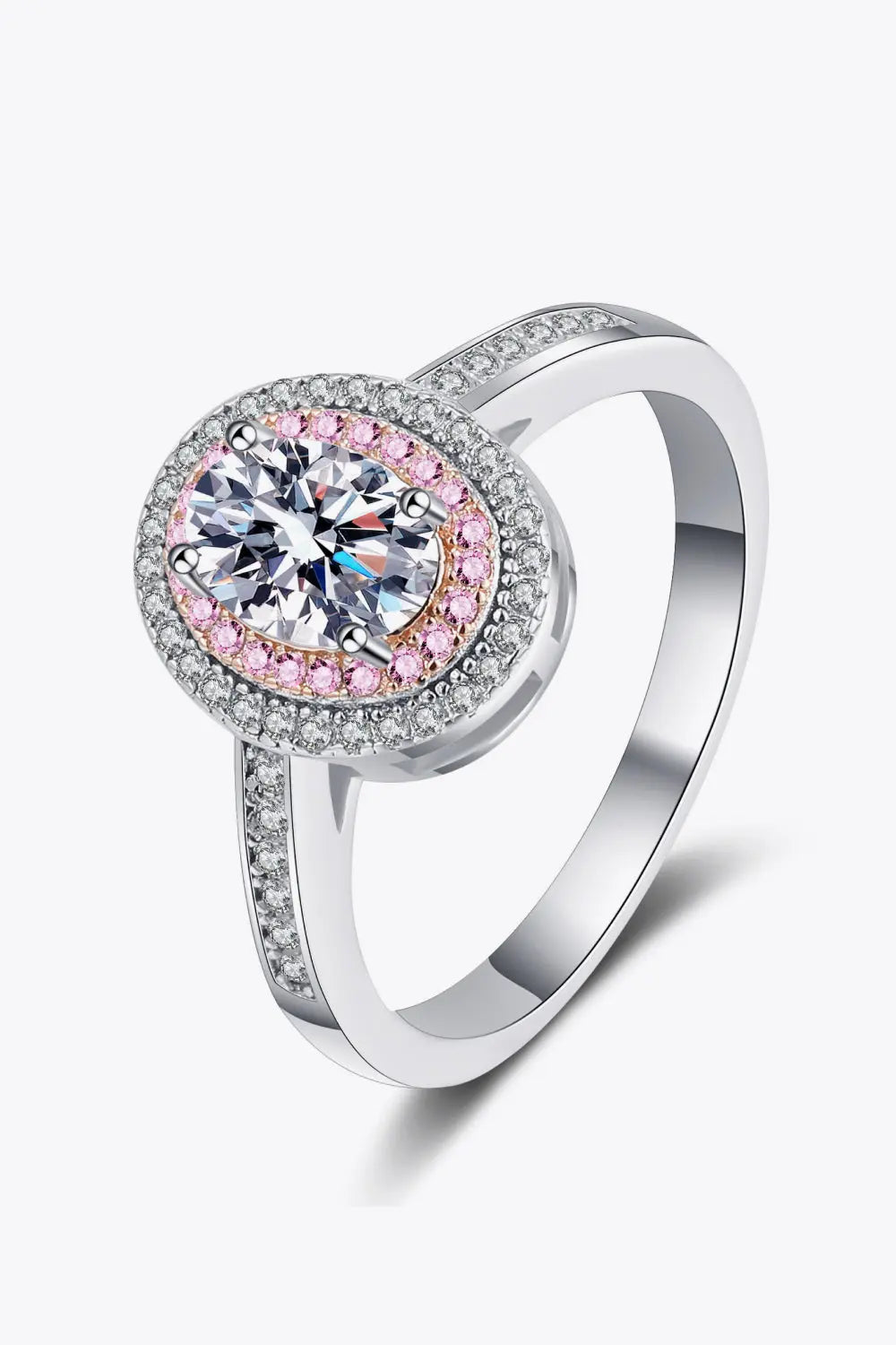 1 Carat Moissanite 925 Sterling Silver Halo Ring - SmileBen
