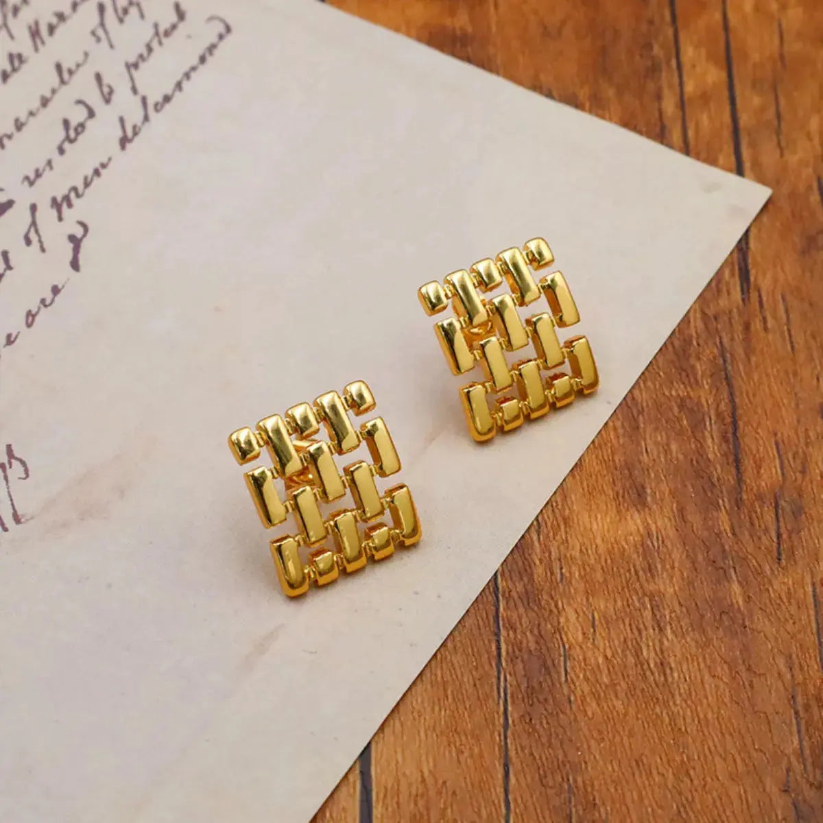 18K Gold-Plated Geometric Stud Earrings - SmileBen