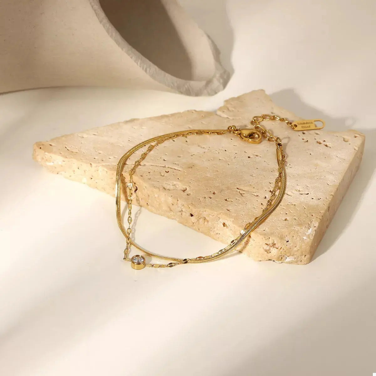 18K Gold-Plated Zircon Double Layered Bracelet - SmileBen