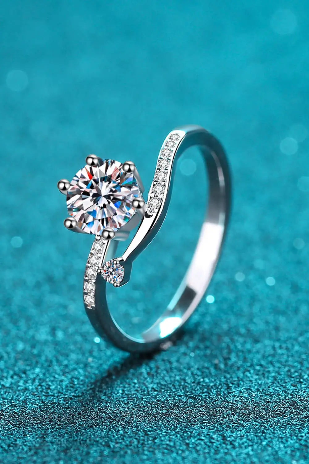 1 Carat Moissanite 925 Sterling Silver Bypass Ring - SmileBen