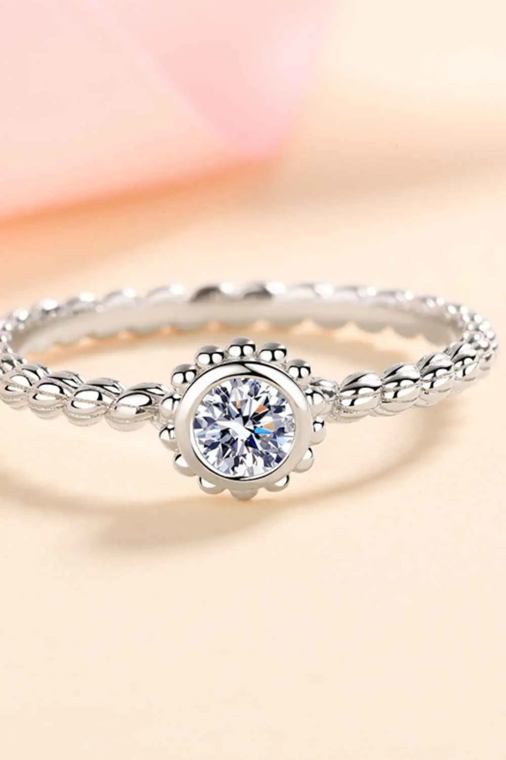 Moissanite Rhodium-Plated Ring