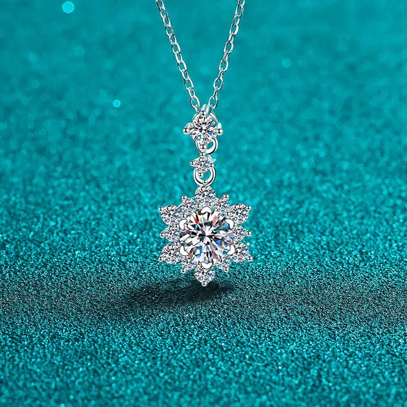 1 Carat Moissanite Zircon 925 Sterling Silver Necklace - SmileBen