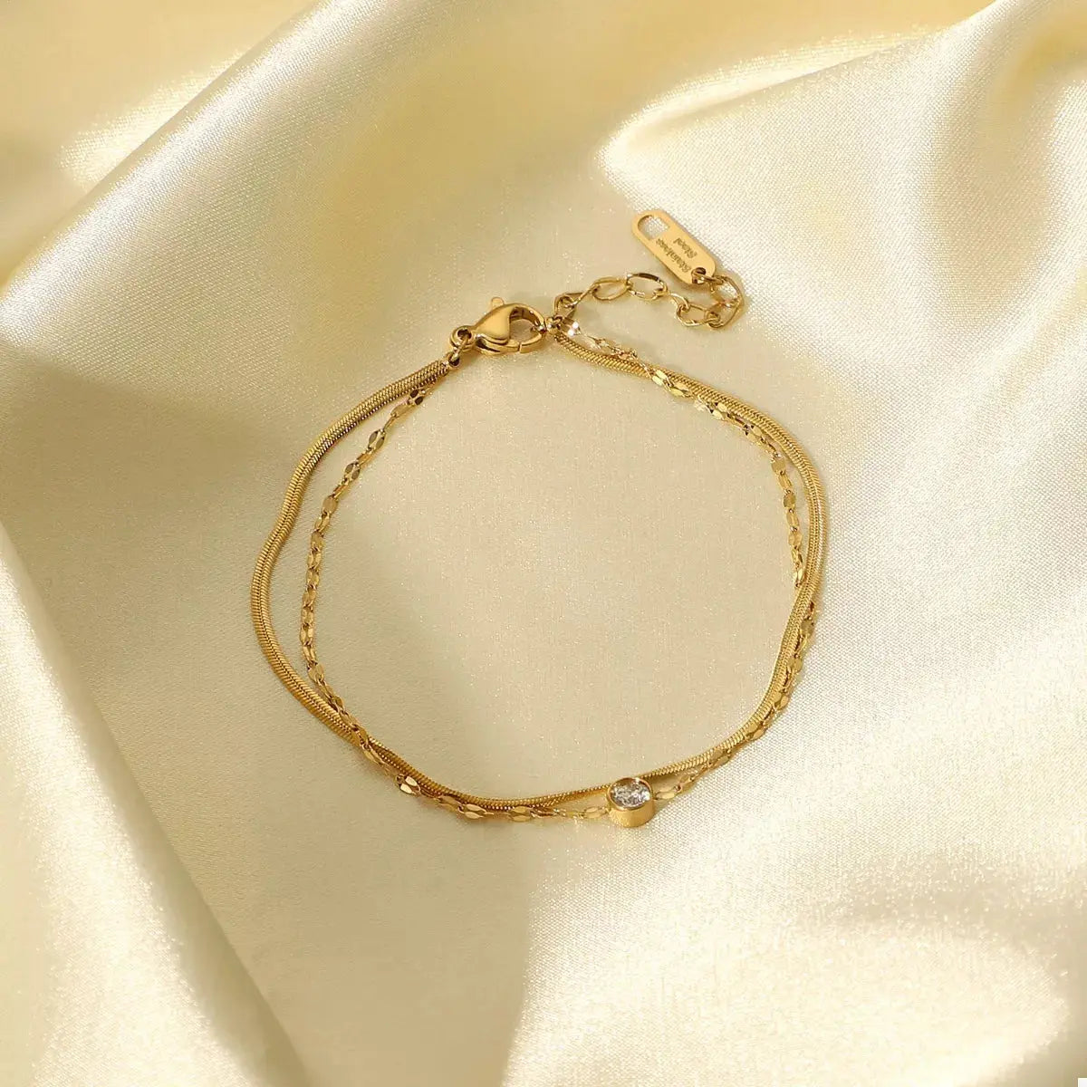 18K Gold-Plated Zircon Double Layered Bracelet - SmileBen