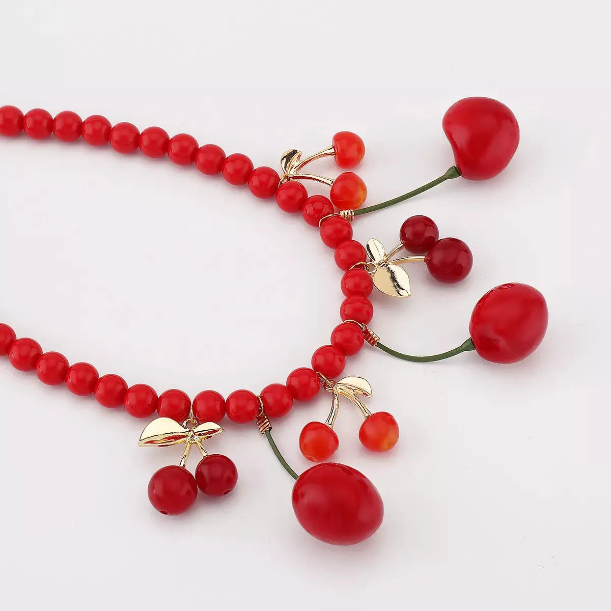 Cherry Beaded Charm Necklace - SmileBen