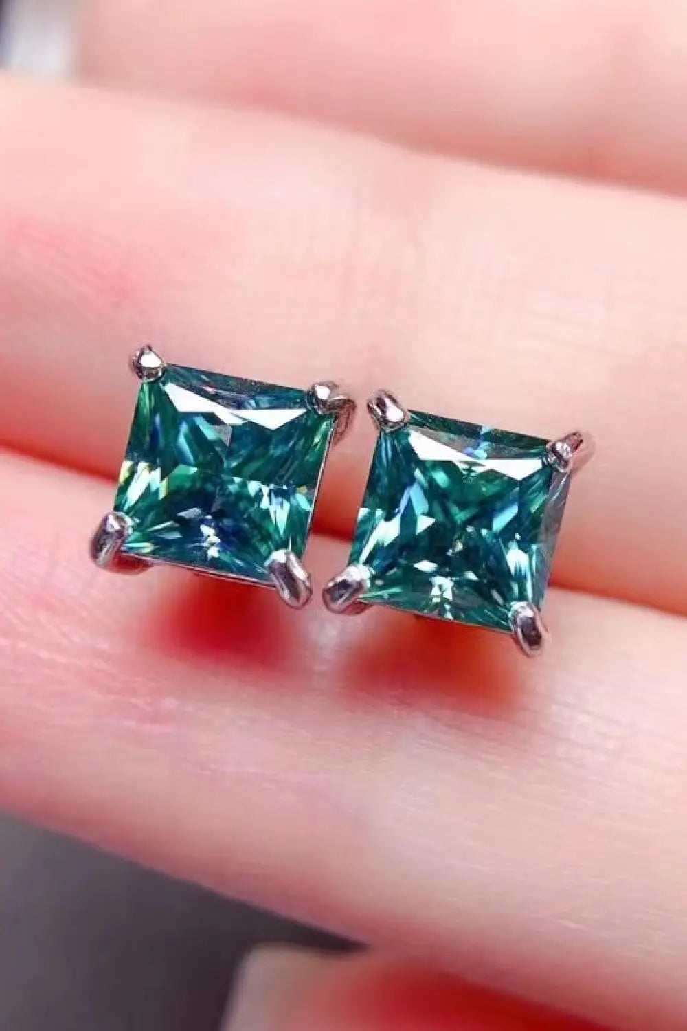 2 Carat Square Moissanite Four-Prong Earrings - SmileBen