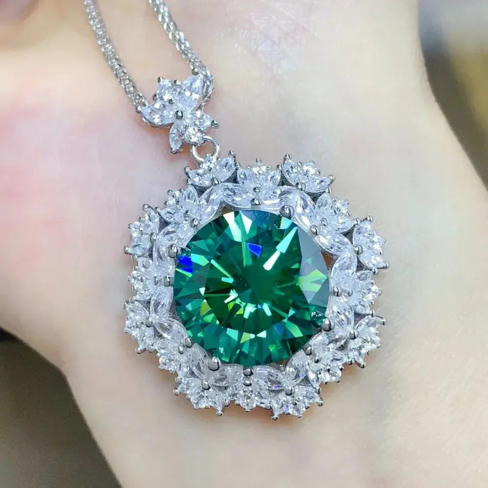 10 Carat Moissanite 925 Sterling Silver Pendant Necklace - SmileBen
