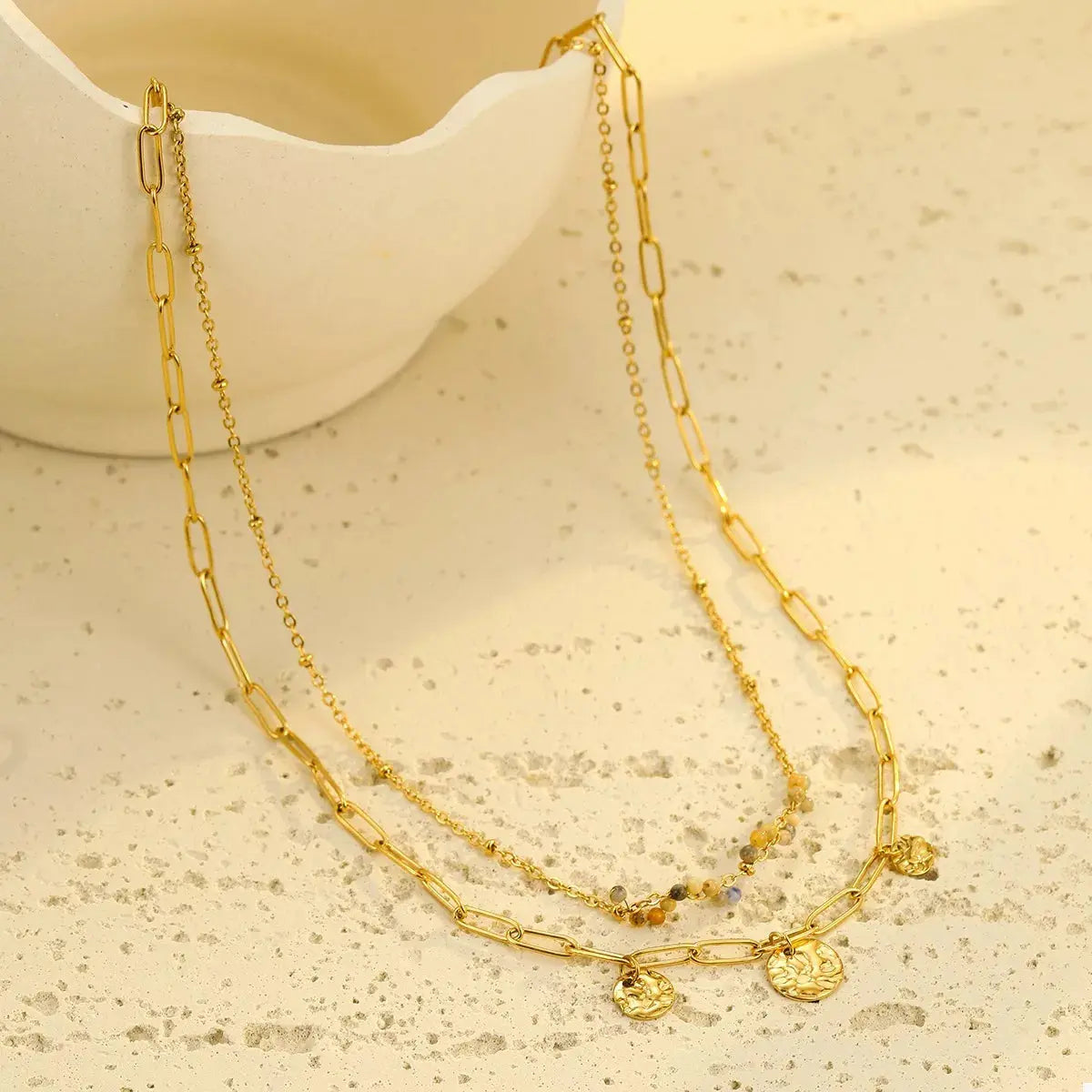 18K Gold-Plated Double-Layered Necklace - SmileBen