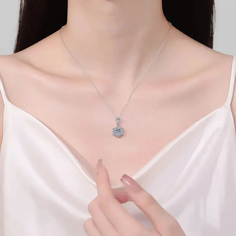 1 Carat Moissanite Zircon 925 Sterling Silver Necklace - SmileBen