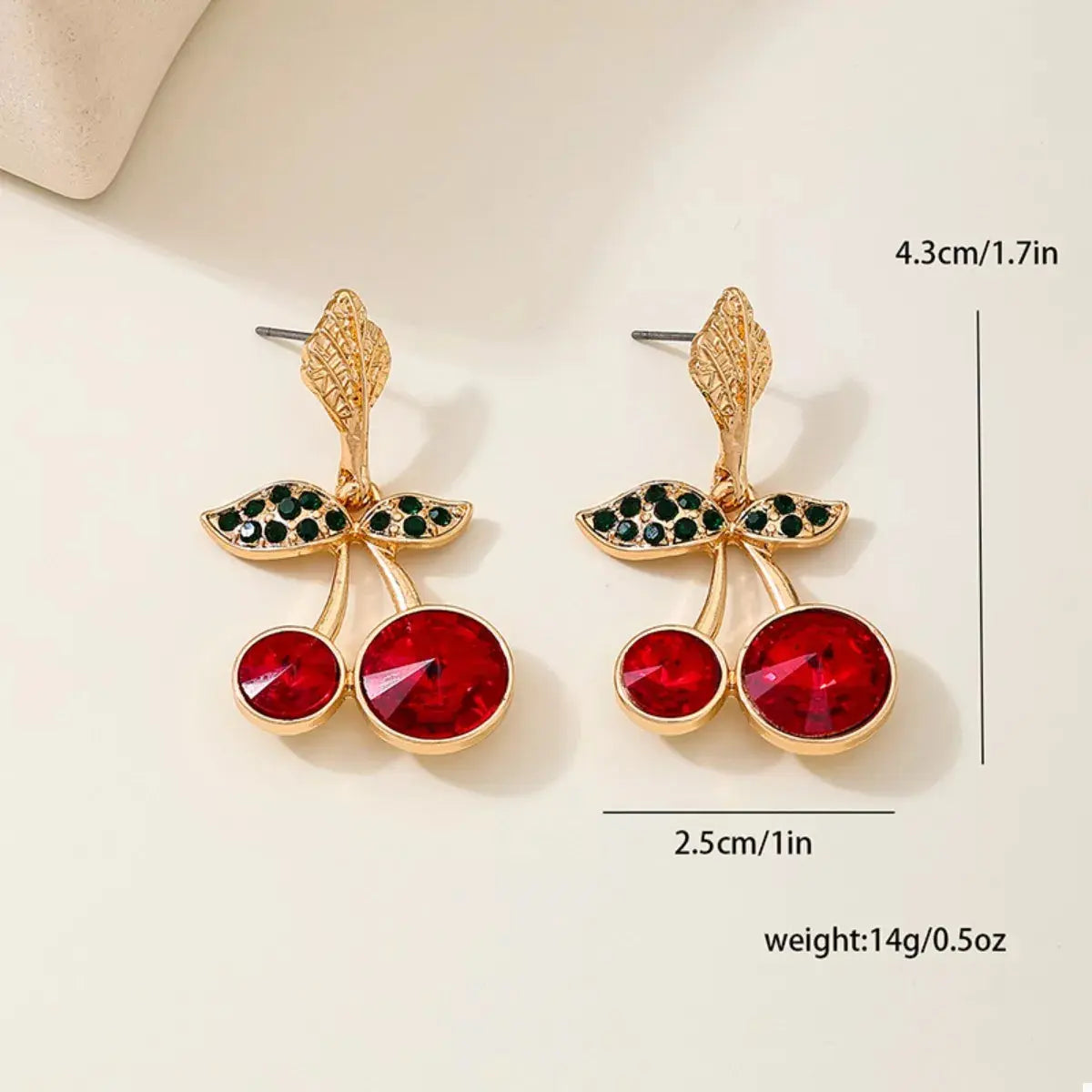18K Gold-Plated Cherry Drop Earrings - SmileBen