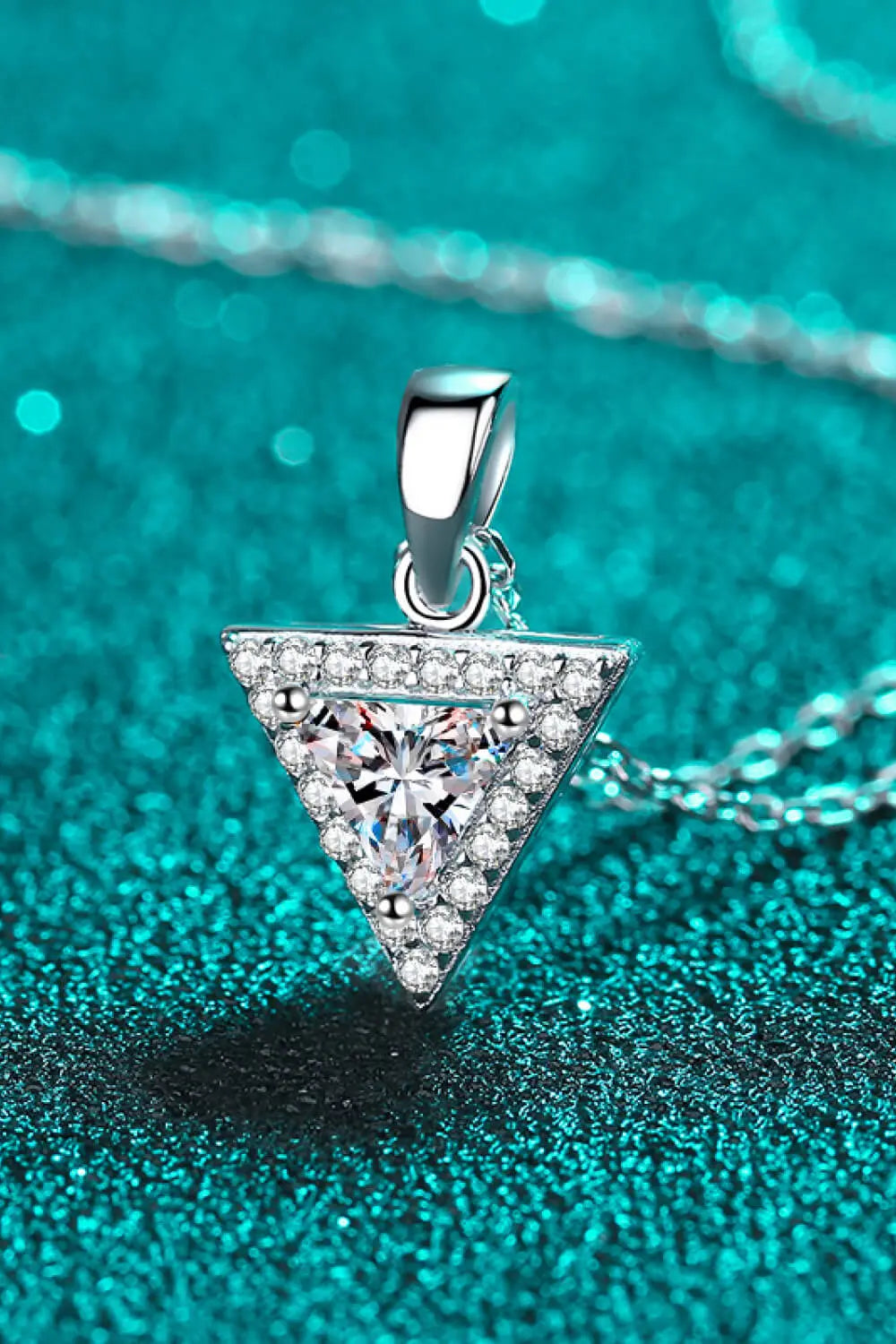 925 Sterling Silver Triangle Moissanite Pendant Necklace - SmileBen