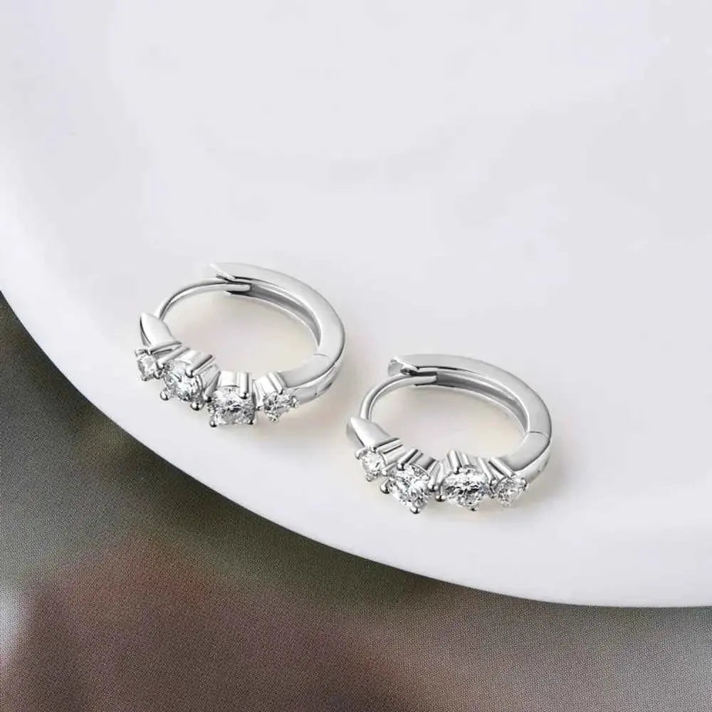 925 Sterling Silver Moissanite Huggie Earrings - SmileBen