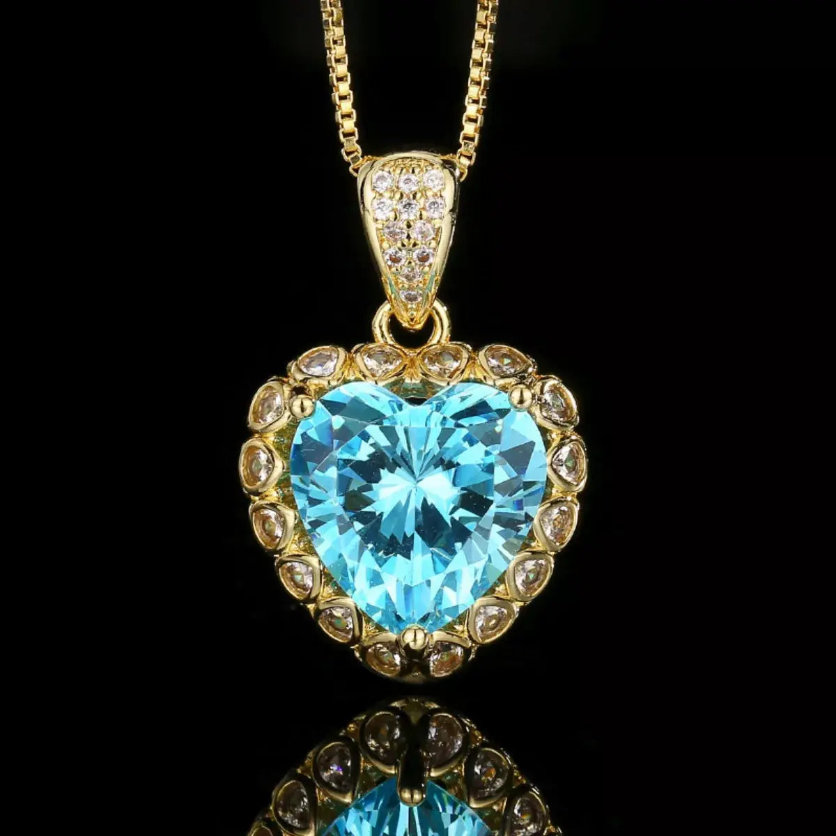 Heart-Shaped Aquamarine Pendant Necklace - SmileBen