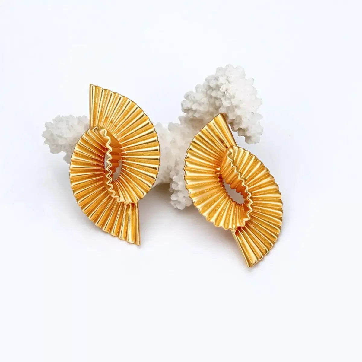 18K Gold-Plated Copper Geometric Spiral Earrings - SmileBen