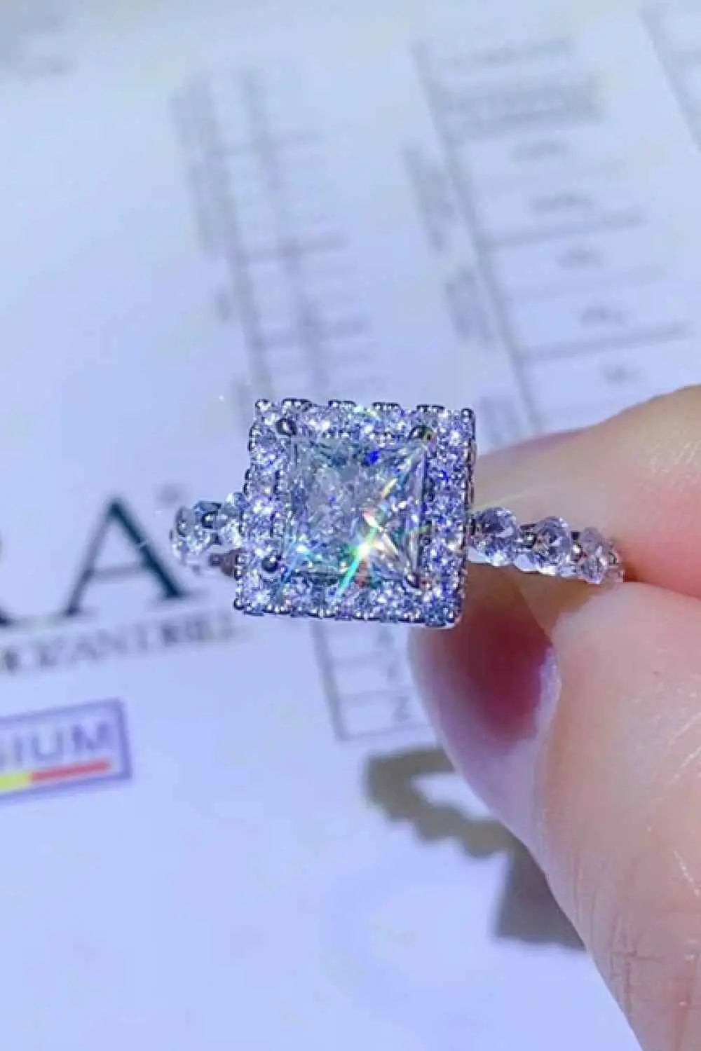 Adored 1 Carat Moissanite Square Ring - SmileBen