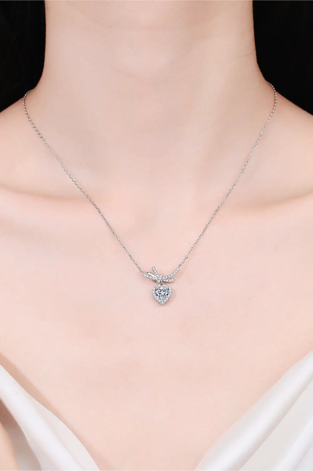 1 Carat Moissanite Heart Pendant Necklace - SmileBen