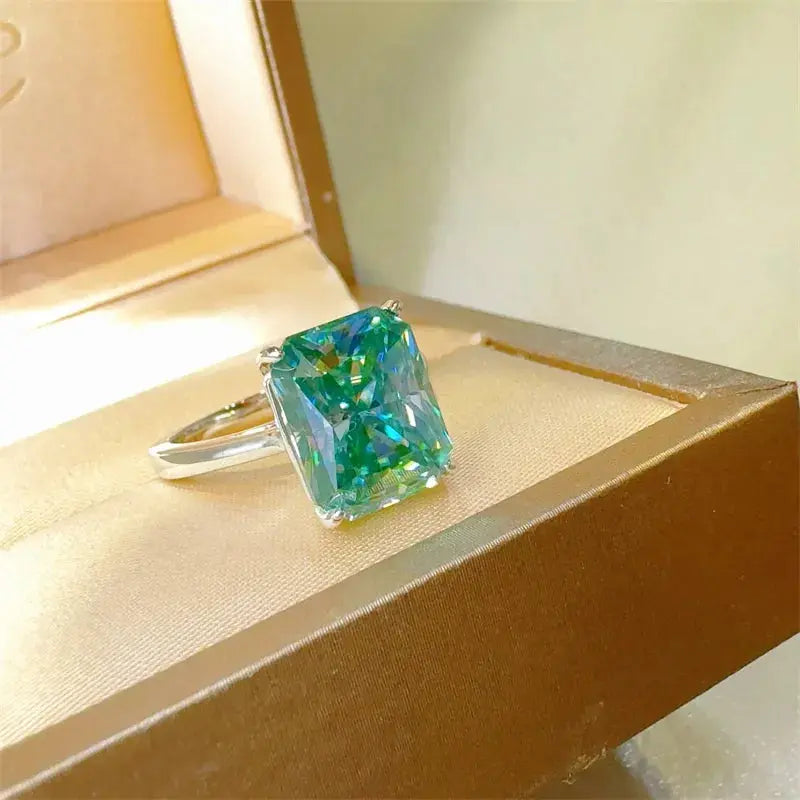 2 Carat 925 Sterling Silver Moissanite Rectangle Shape Ring - SmileBen
