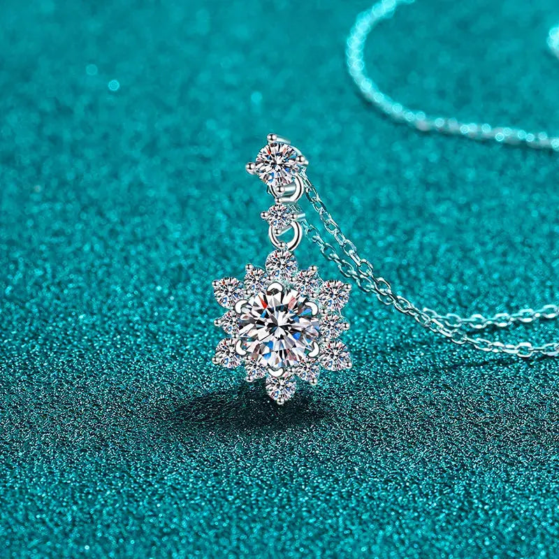1 Carat Moissanite Zircon 925 Sterling Silver Necklace - SmileBen