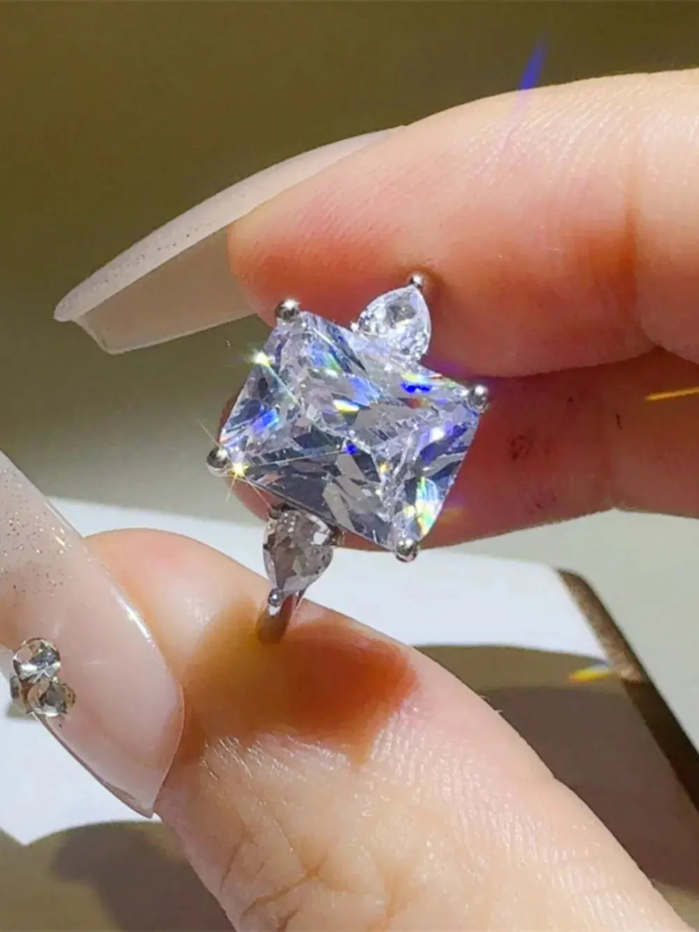 3 Carat Moissanite 925 Sterling Silver Square Shape Ring - SmileBen