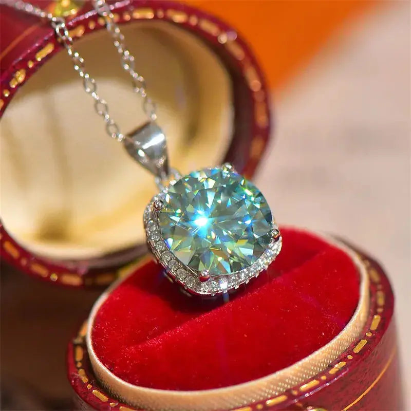 5 Carat Moissanite 925 Sterling Silver Pendant Necklace - SmileBen