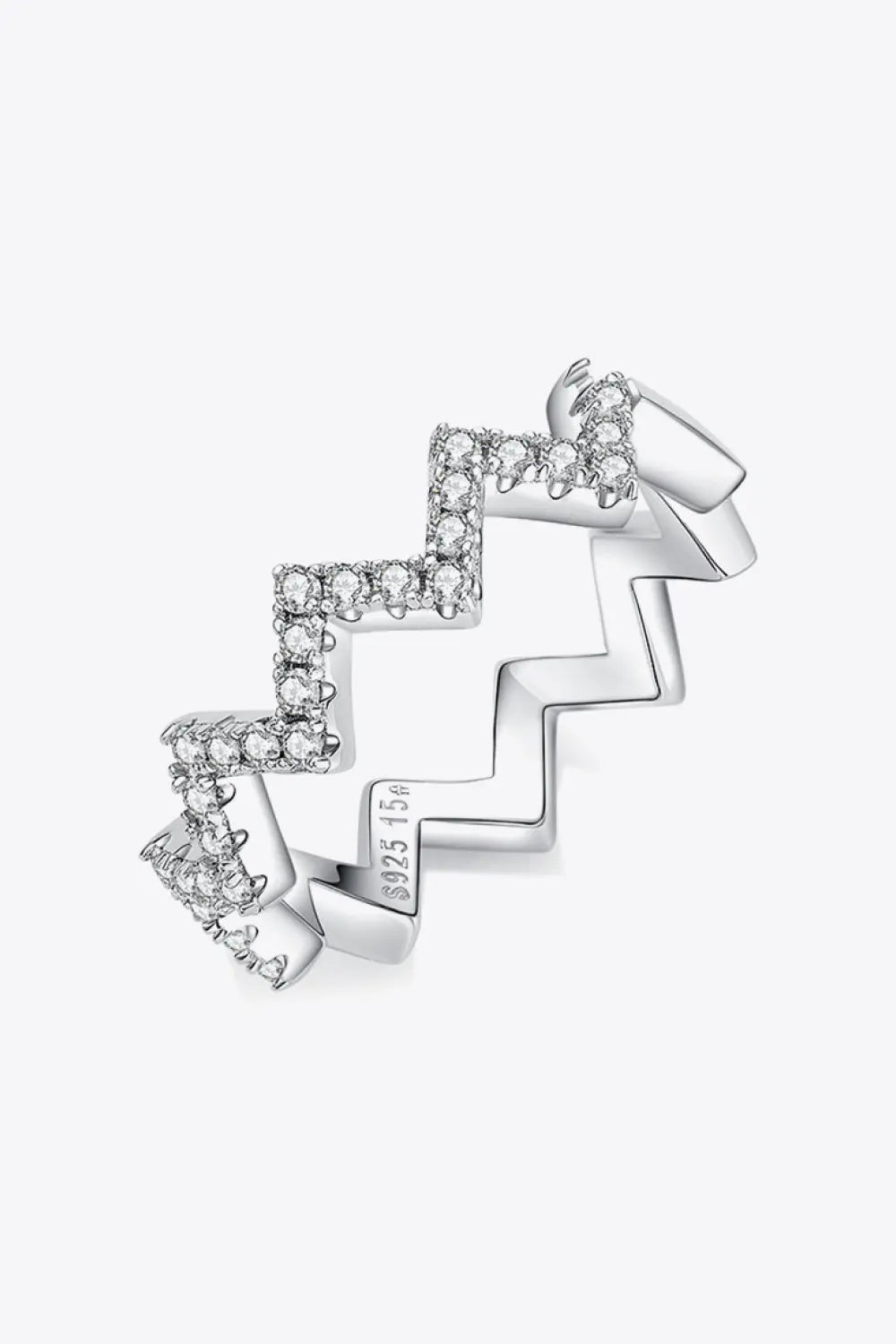 Moissanite Wavy Band Ring - SmileBen