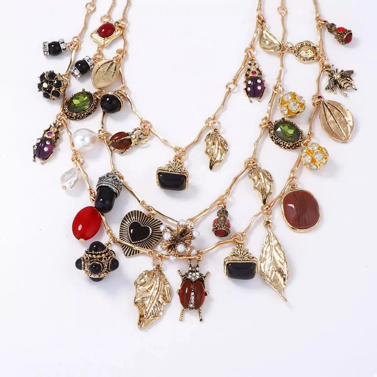 3-Piece 18K Gold-Plated Resin Gemstone Necklace - SmileBen