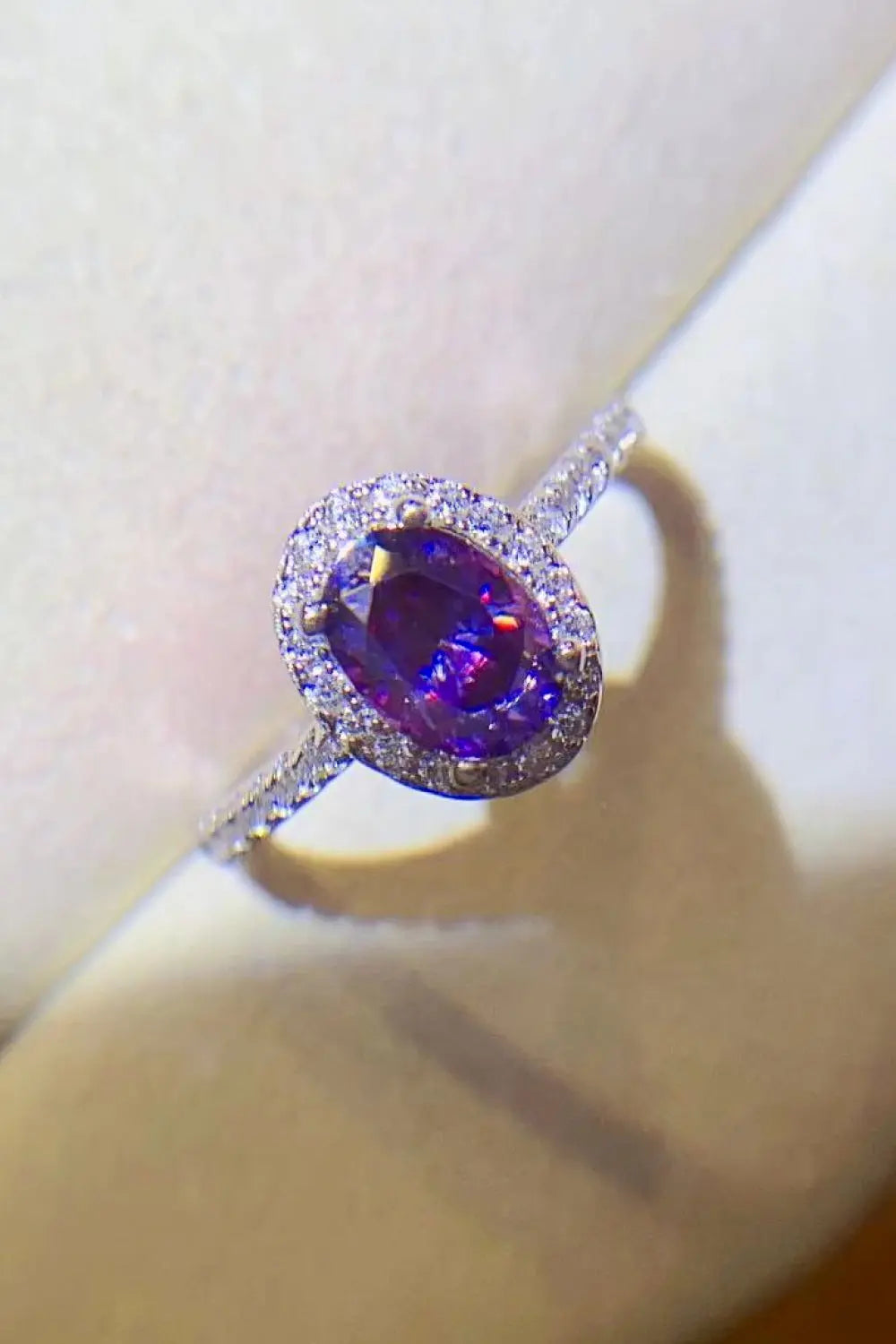 925 Sterling Silver 1 Carat Purple Moissanite Ring - SmileBen