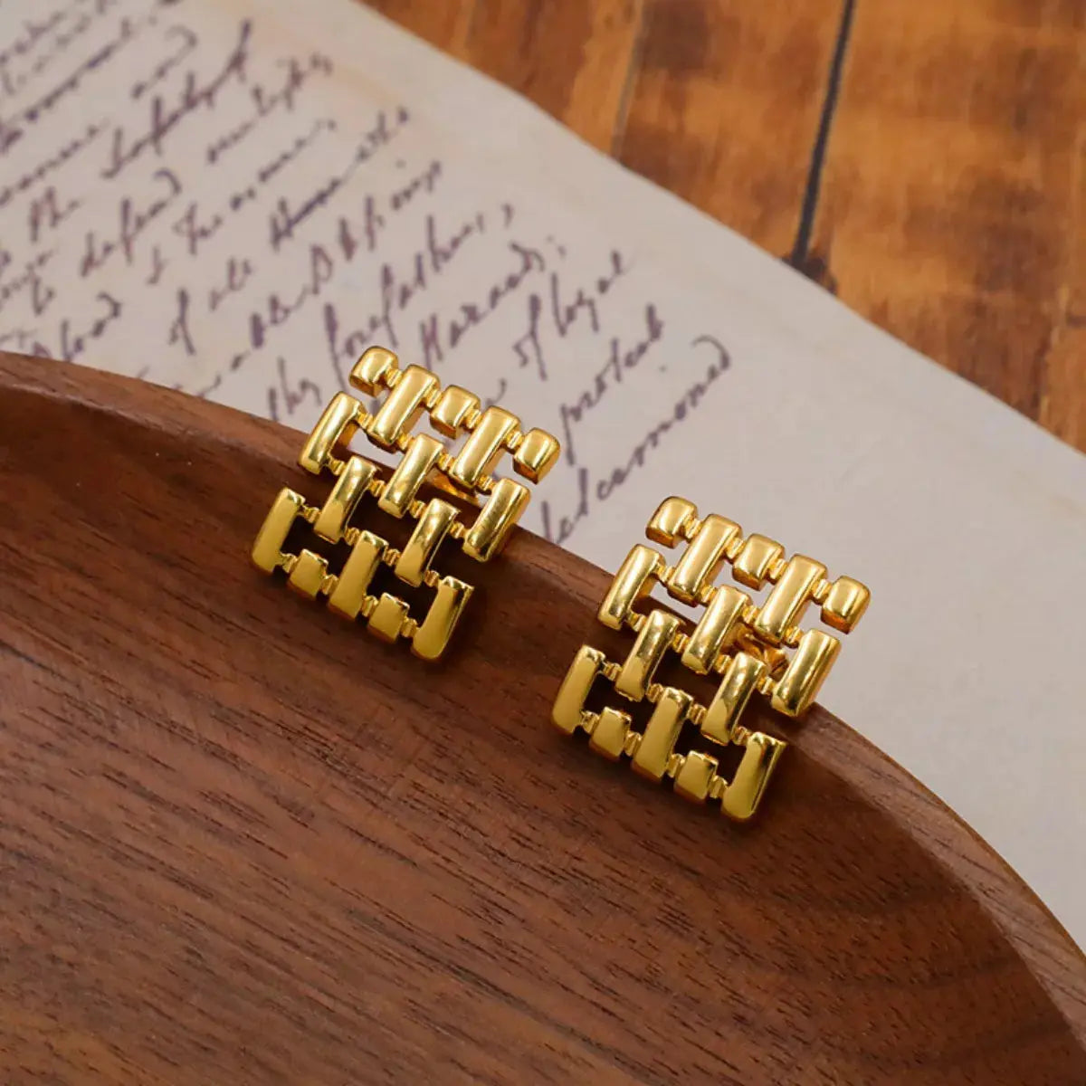 18K Gold-Plated Geometric Stud Earrings - SmileBen