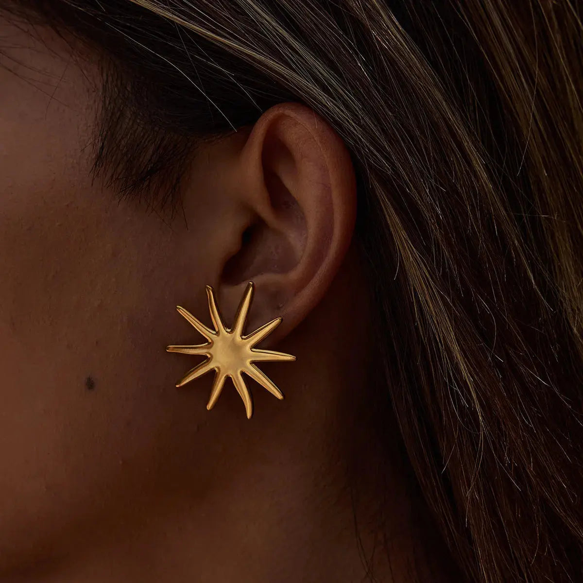 18K Gold-Plated Starburst Stud Earrings - SmileBen