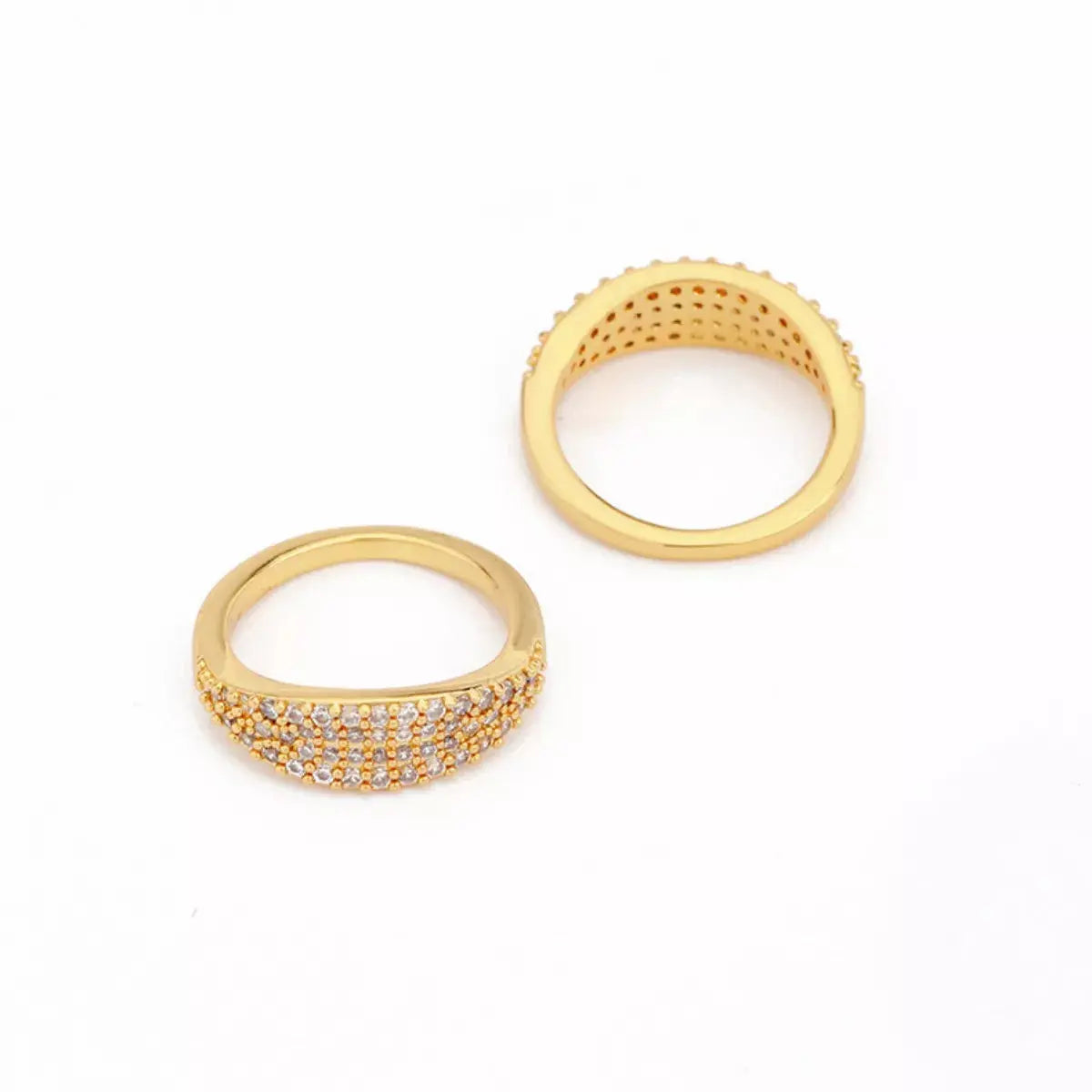 18K Gold-Plated Copper Zircon Round Ring - SmileBen