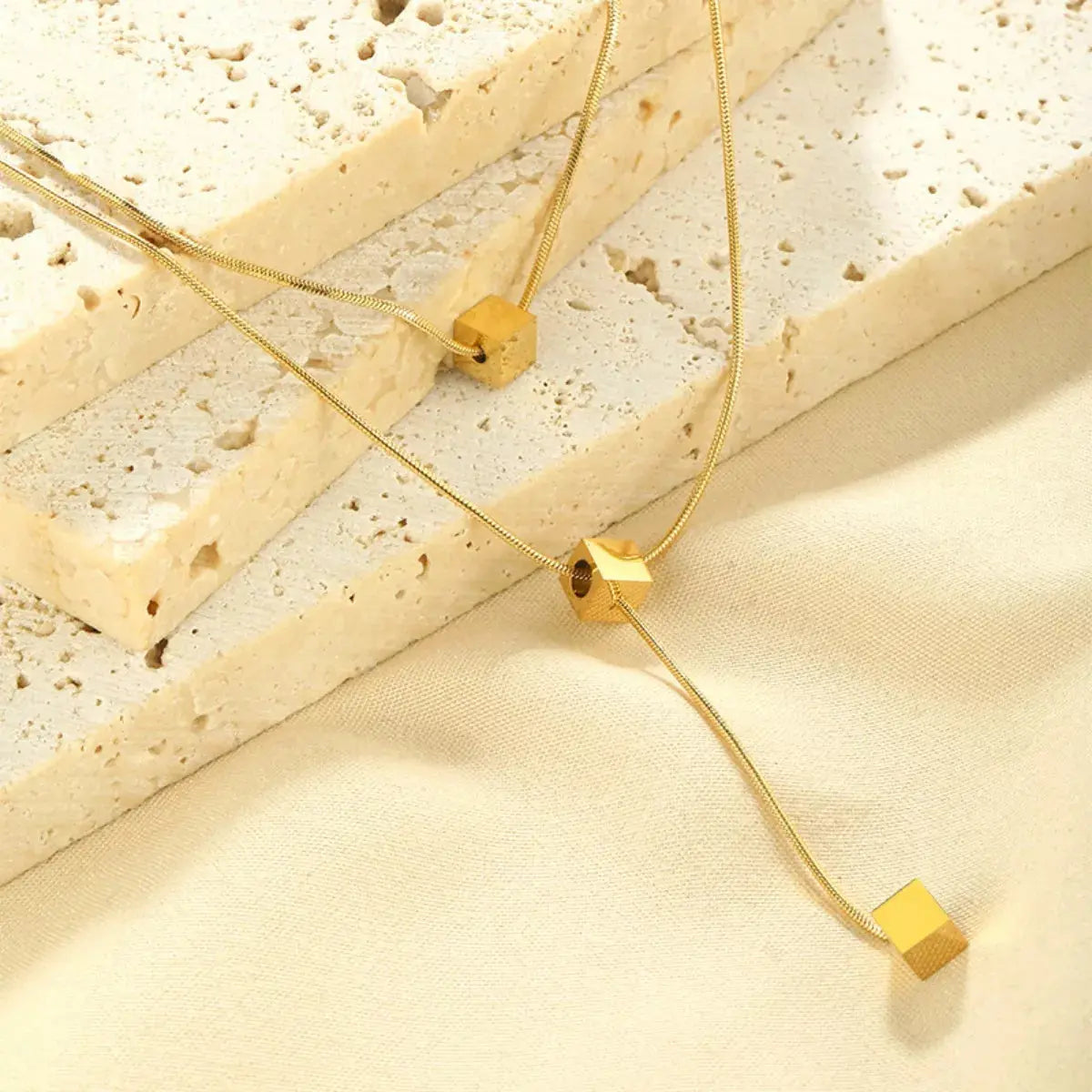 18K Gold-Plated Double Layered Geometric Necklace - SmileBen