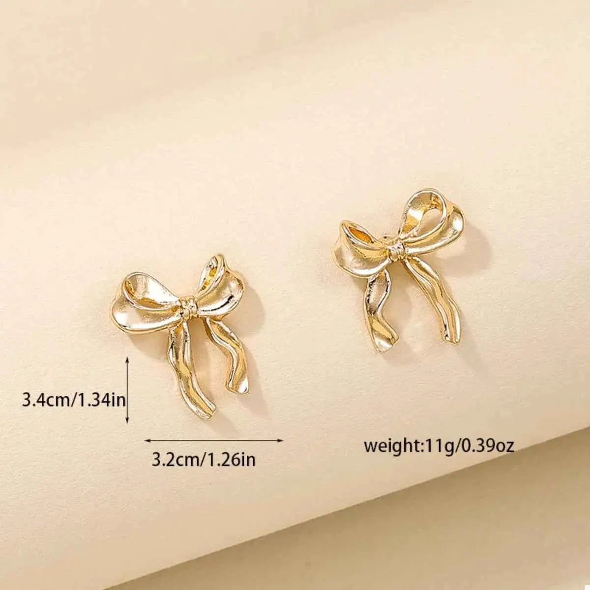 18K Gold-Plated Alloy Bow Stud Earrings