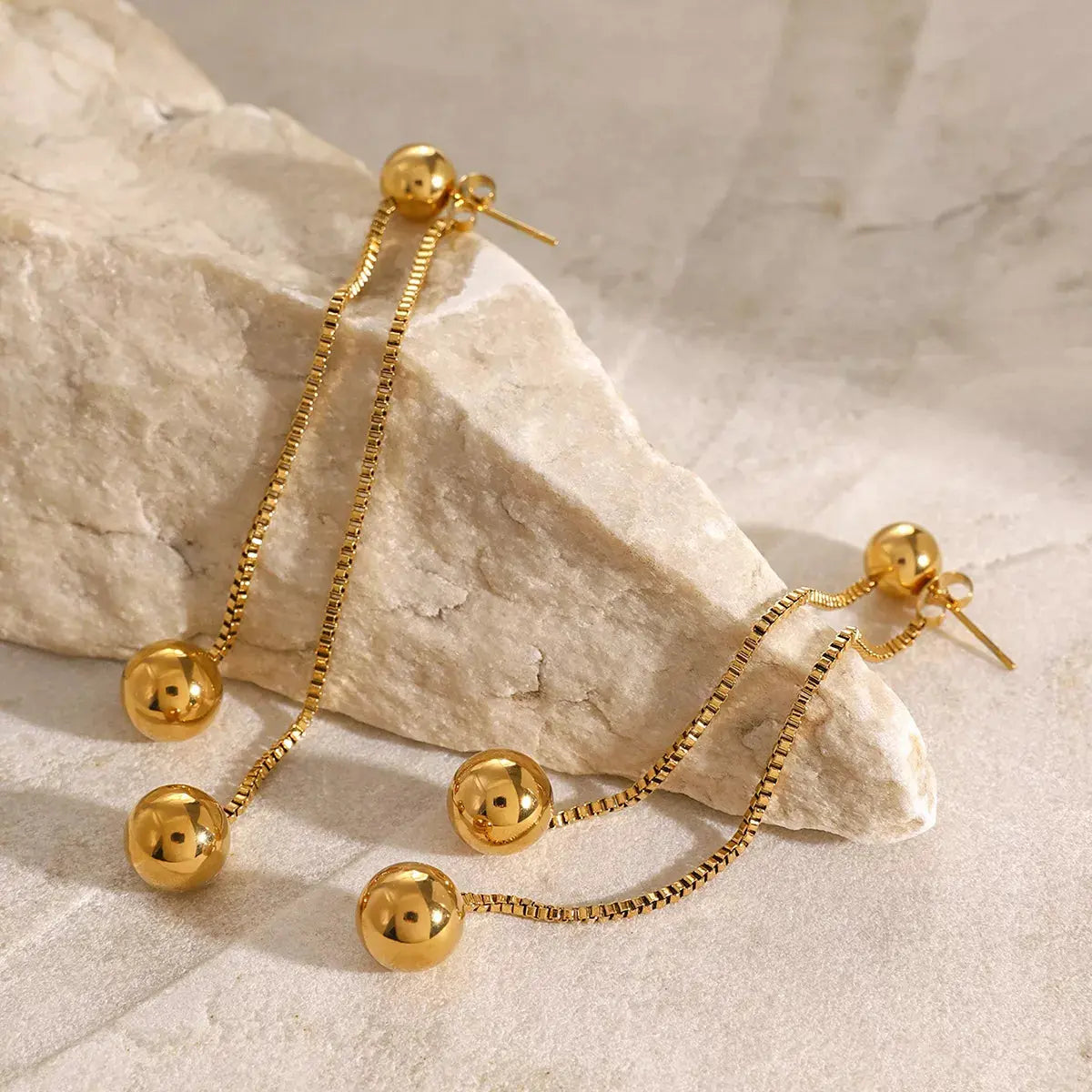 18K Gold-Plated Ball Drop Earrings - SmileBen