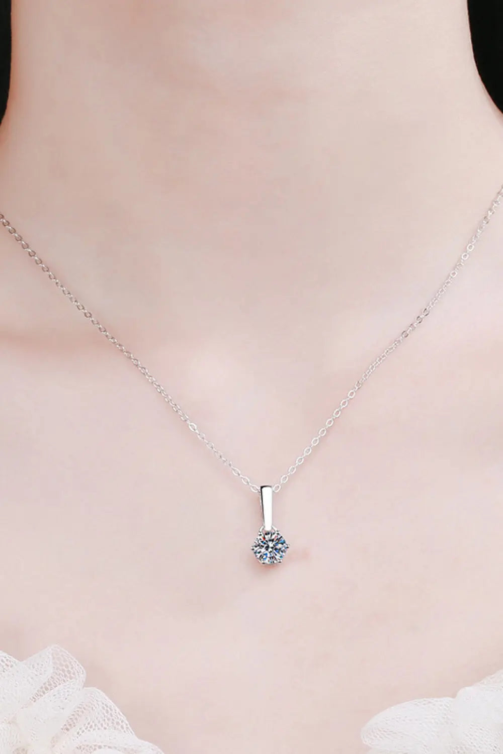 1 Carat Moissanite 925 Sterling Silver Chain-Link Necklace - SmileBen