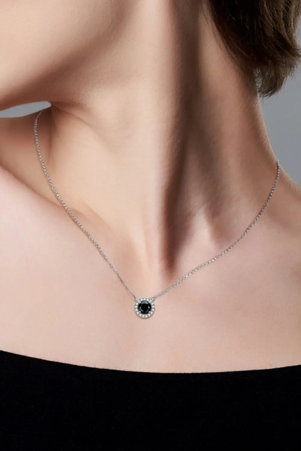 Two-Tone 1 Carat Moissanite Round Pendant Necklace - SmileBen