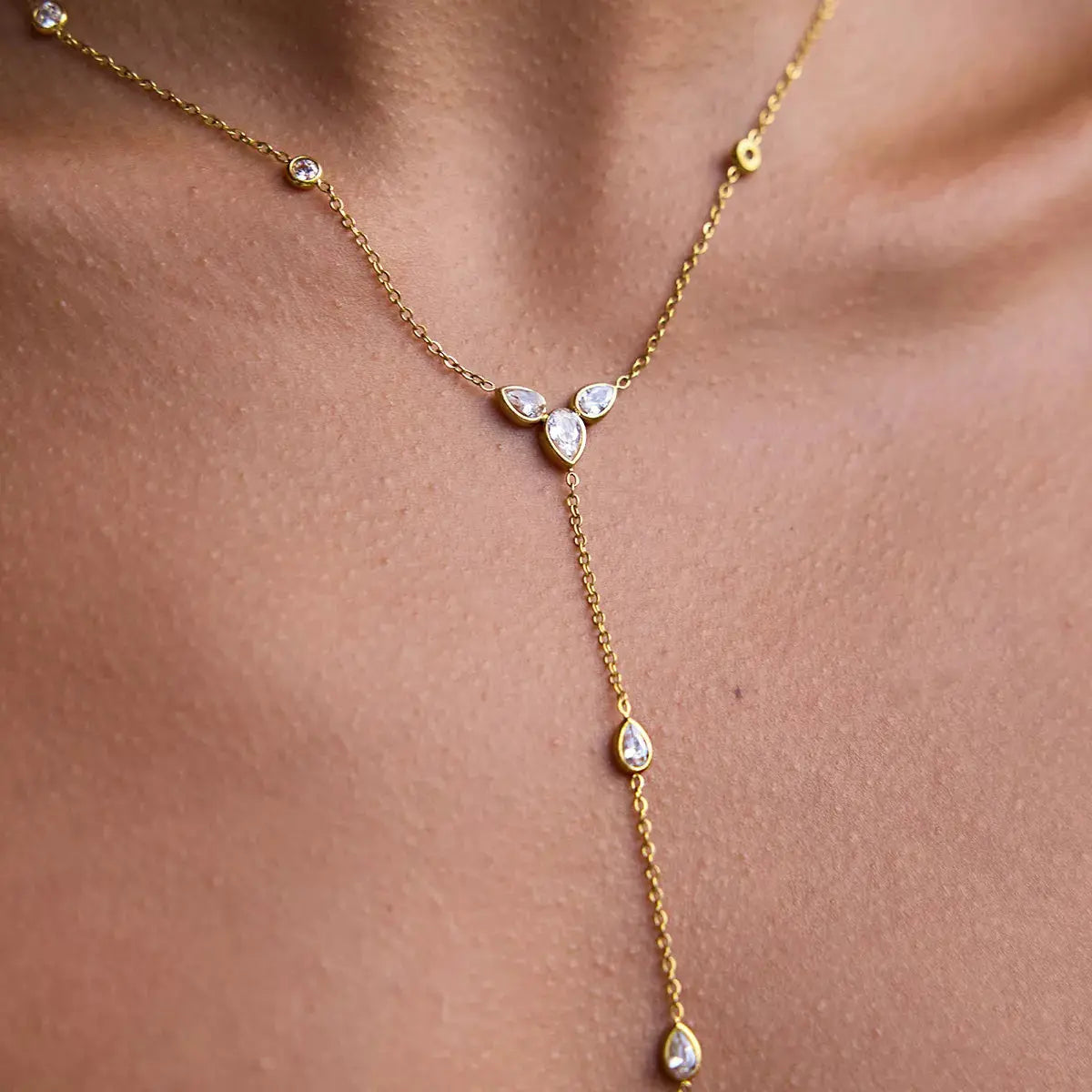 18K Gold-Plated Zircon Chain Necklace - SmileBen