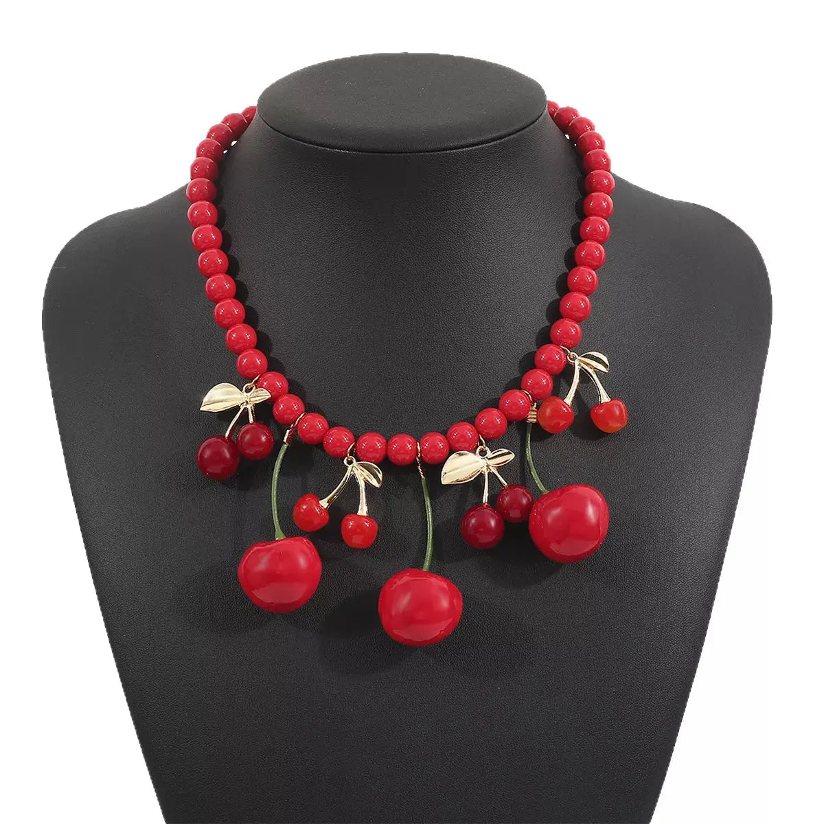 Cherry Beaded Charm Necklace - SmileBen