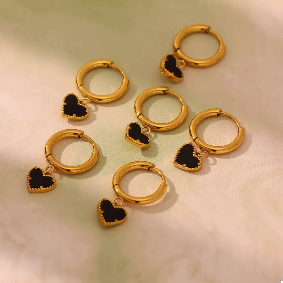 18K Gold-Plated Hoop Earrings with Heart Pendant - SmileBen