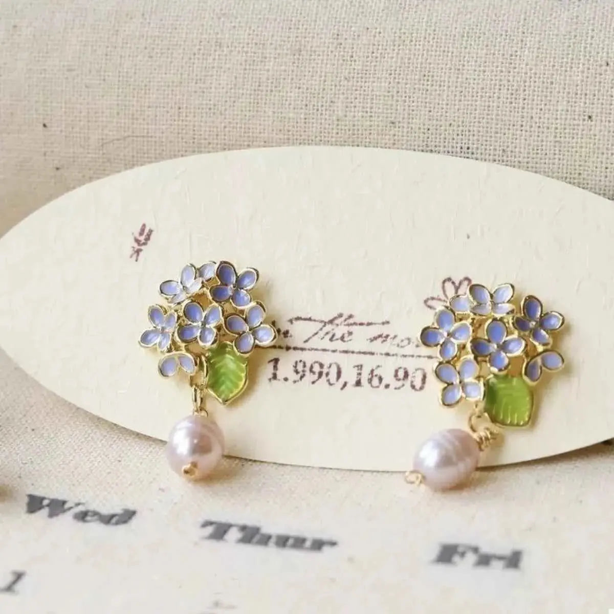 Flower Pearl Drop Earrings