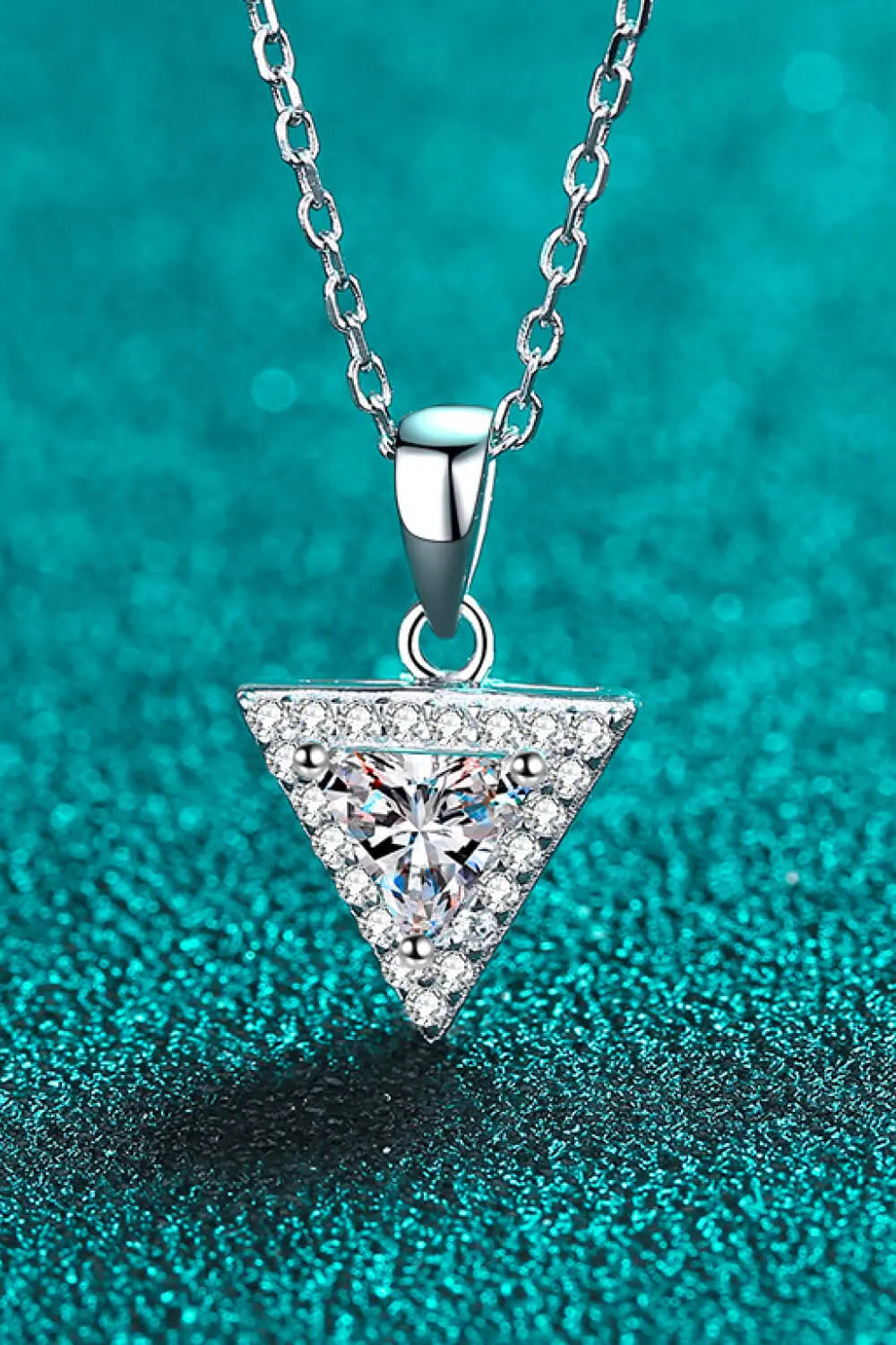 925 Sterling Silver Triangle Moissanite Pendant Necklace - SmileBen